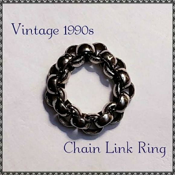 Unknown Jewelry - Vintage Silver Tone Chain Link Ring